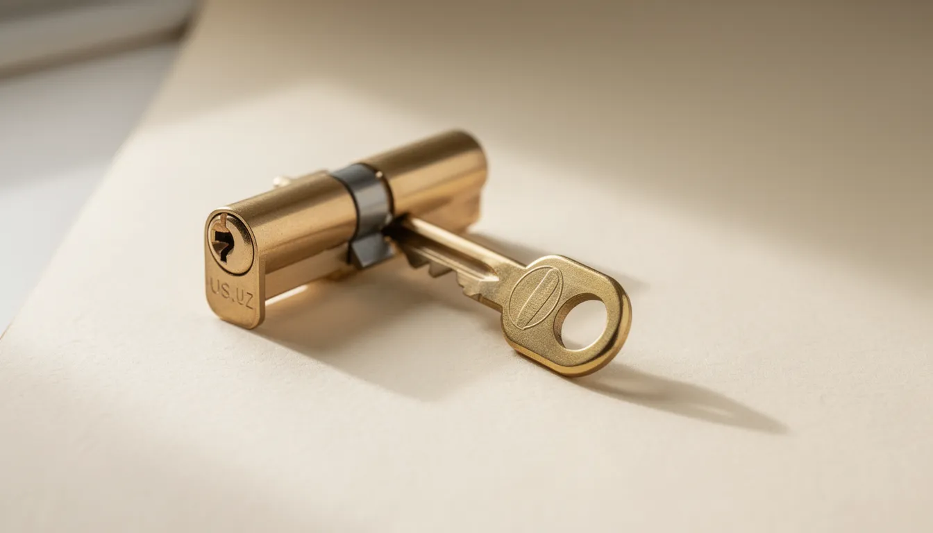 Cylindre et clé en laiton, vue technique